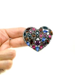 Broche Vintage YSL Heart Crystal Brights 1980