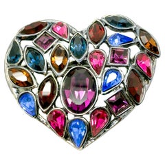 Broche Vintage YSL Heart Crystal Brights 1980