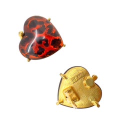 Vintage YSL Heart Leopard Print Earrings 1980s