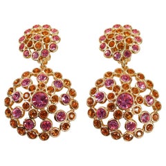 Vintage Yves Saint Laurent YSL Pink and Amber Color Dangling Earrings