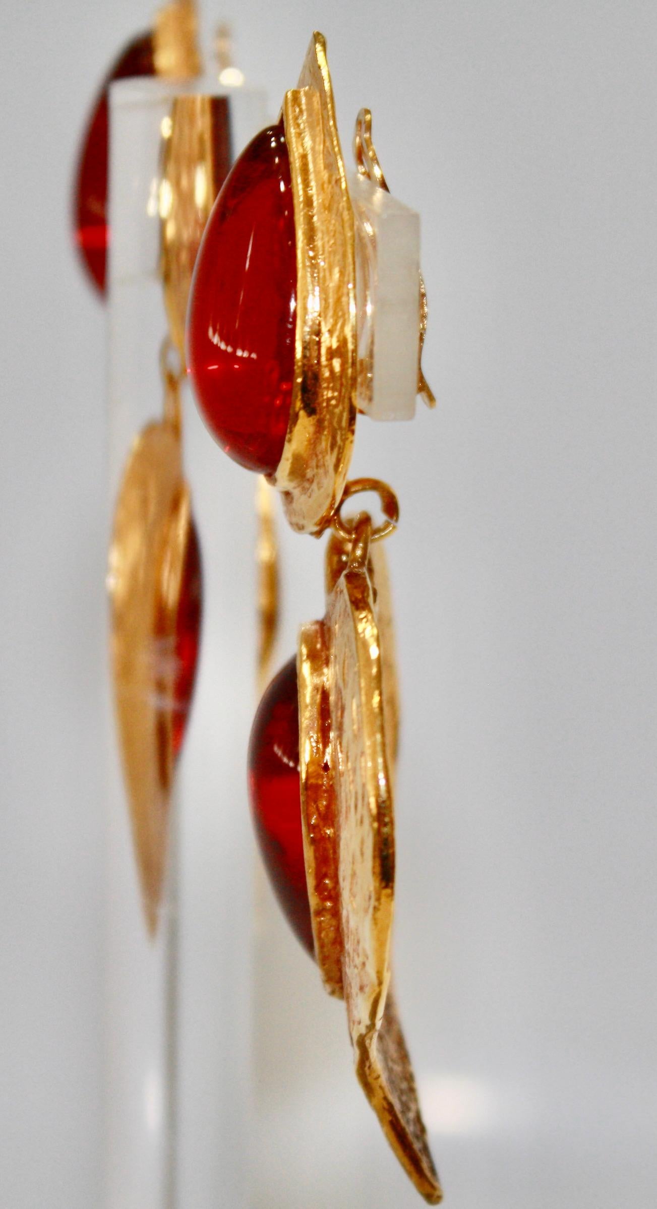Vintage YSL Red Heart Earrings Circa 1980s In Excellent Condition In Virginia Beach, VA