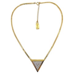 Vintage YSL Rhinestone Geo Style Necklace 1980s