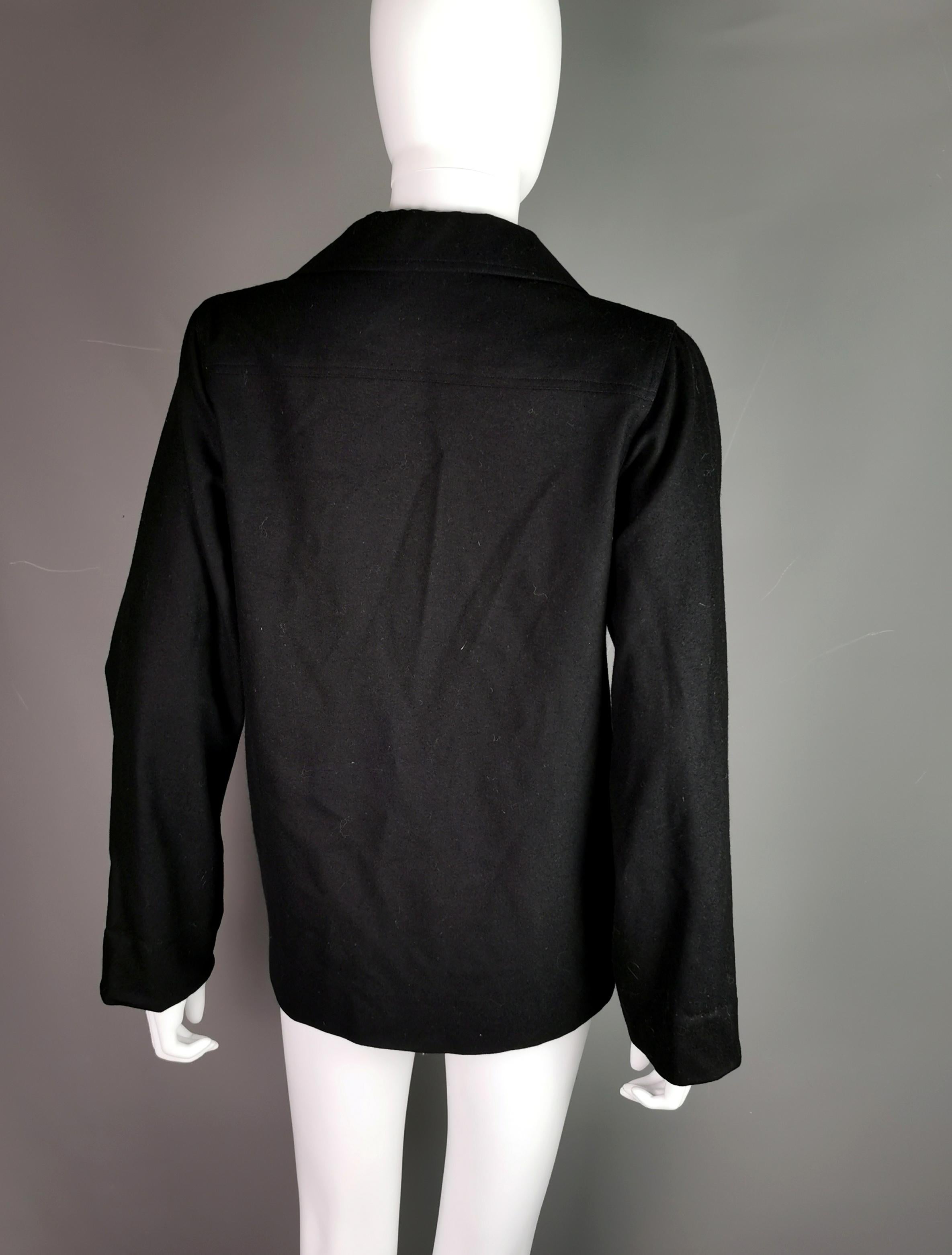 Vintage YSL Rive Gauche black smock style top, Blouse  In Good Condition For Sale In NEWARK, GB