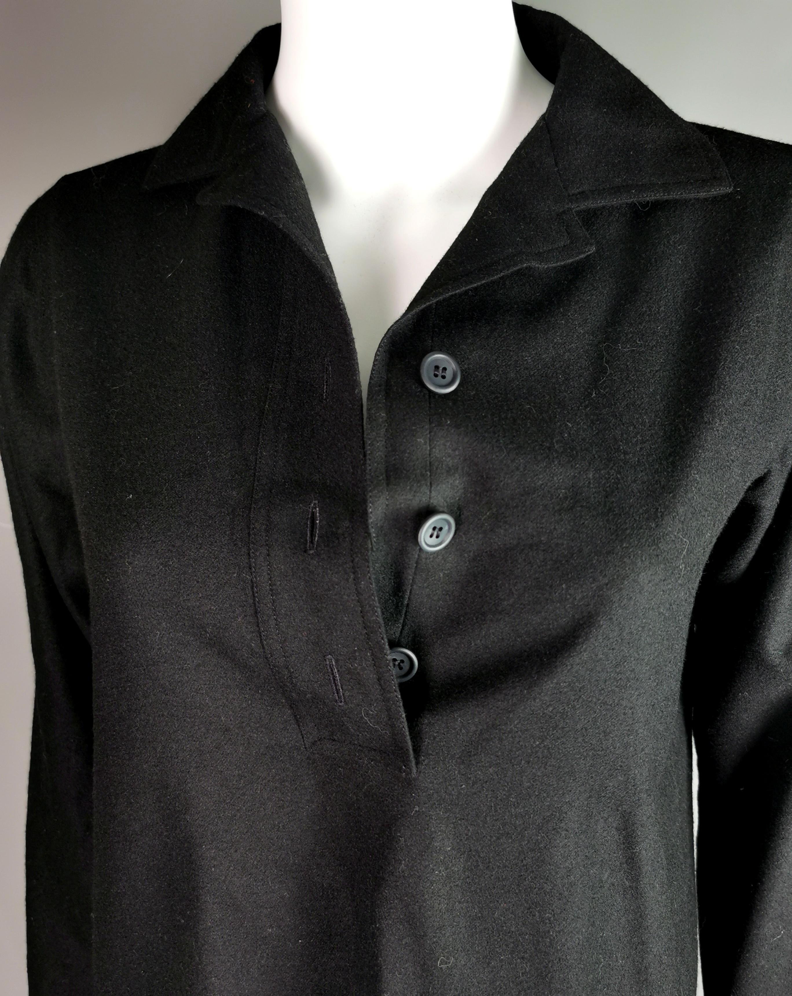 Vintage YSL Rive Gauche black smock style top, Blouse  For Sale 2