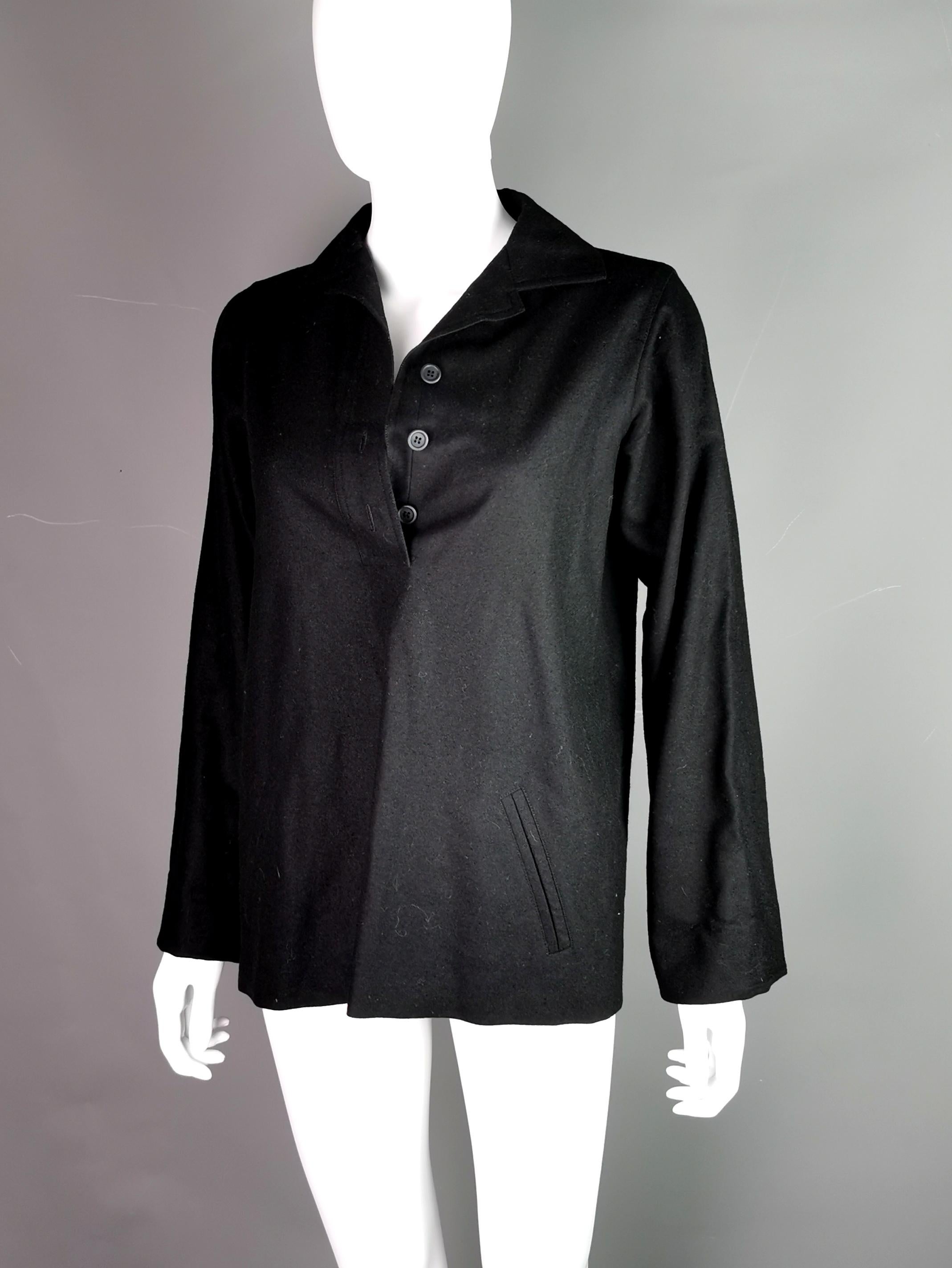 Vintage YSL Rive Gauche black smock style top, Blouse  For Sale 5