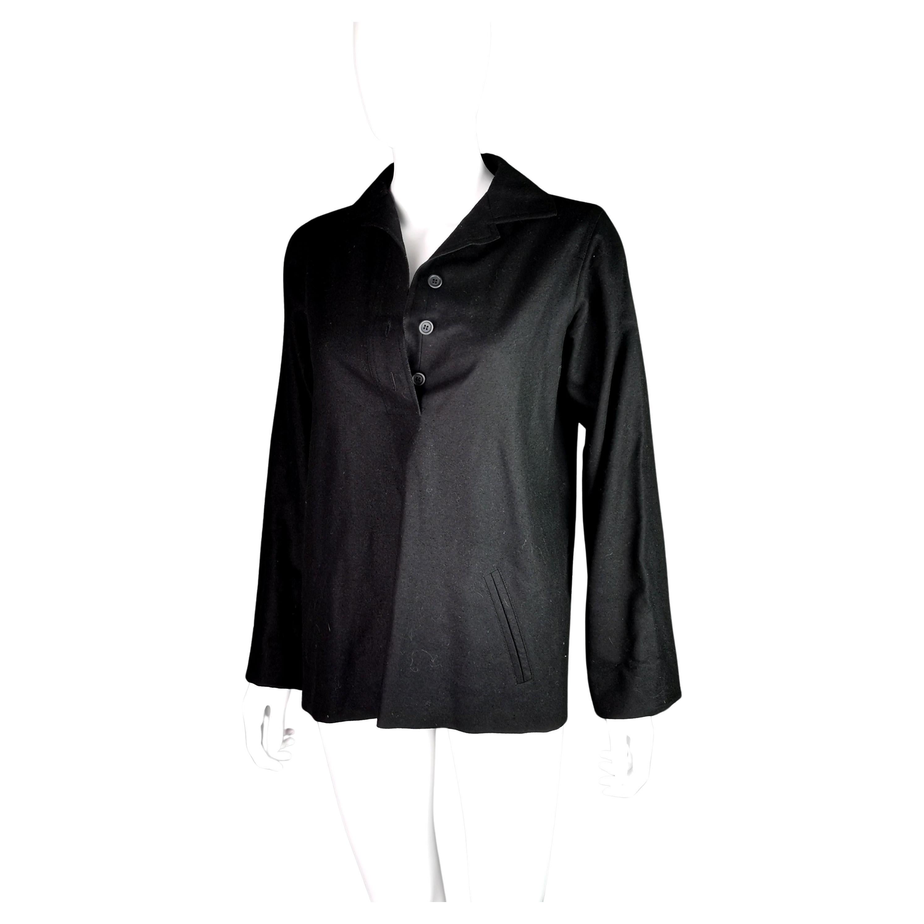 Vintage YSL Rive Gauche black smock style top, Blouse  For Sale