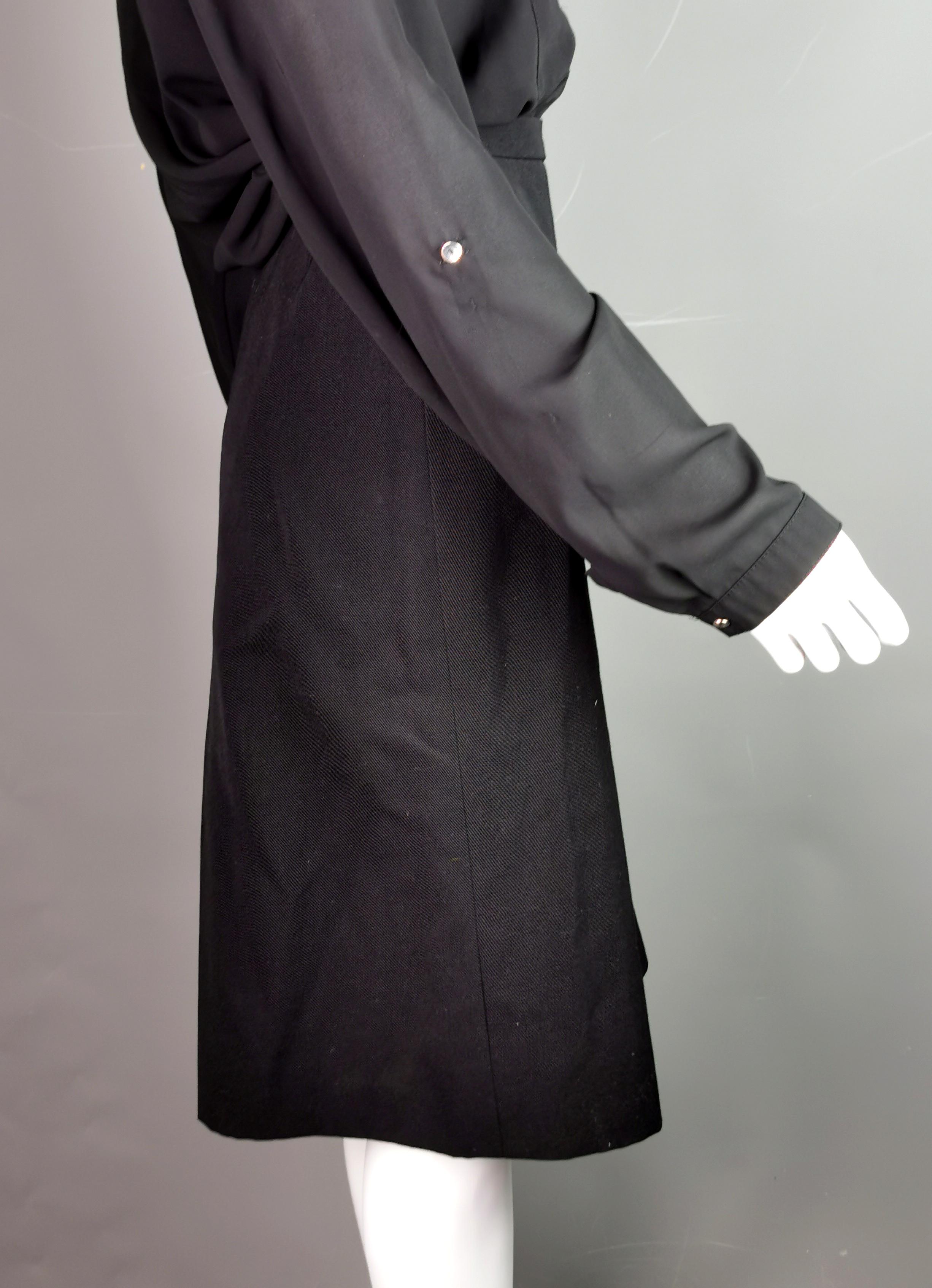 Black Vintage YSL Rive Gauche black wool pleat front skirt  For Sale