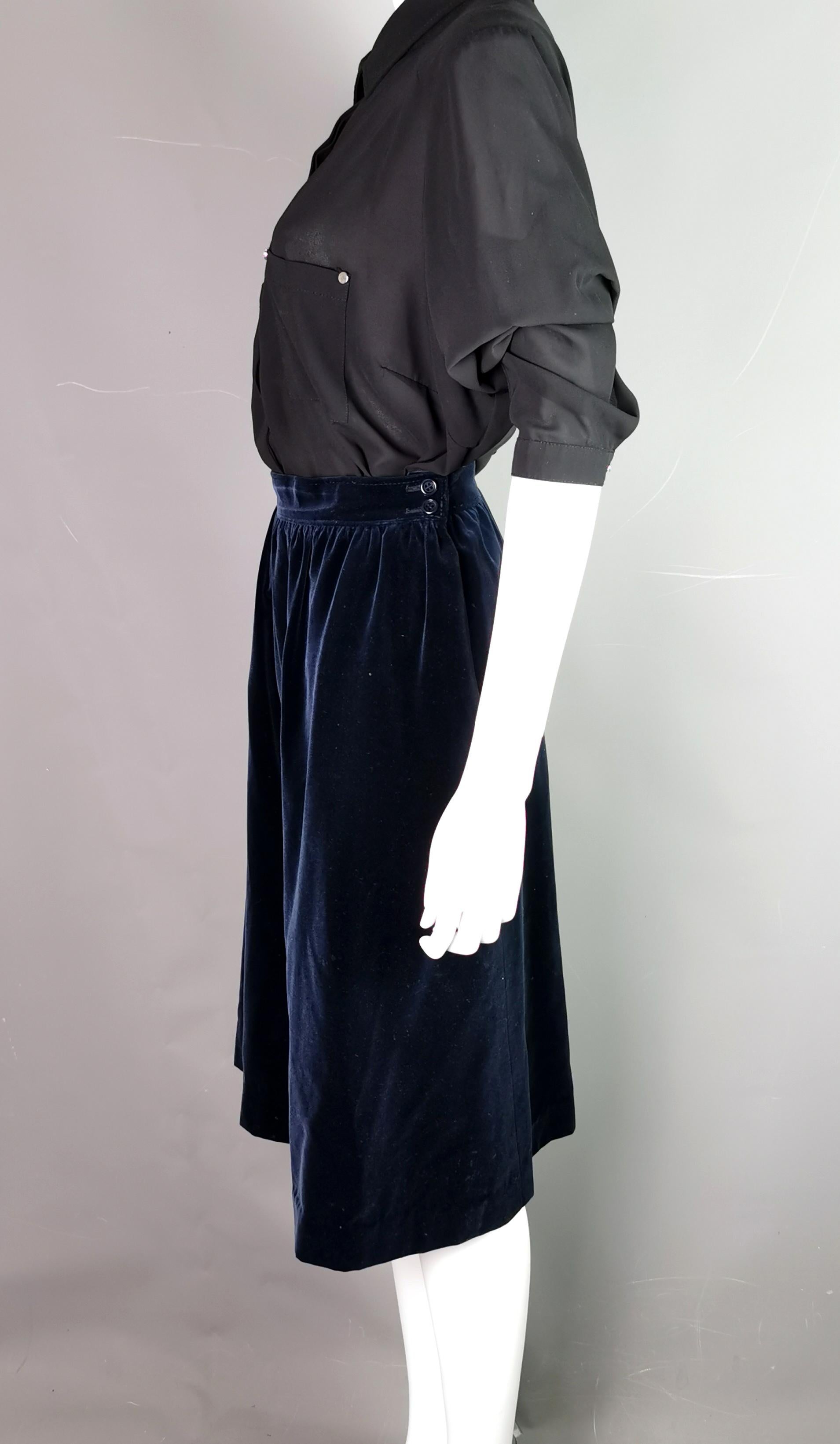 Vintage YSL Rive Gauche navy blue velvet skirt  6