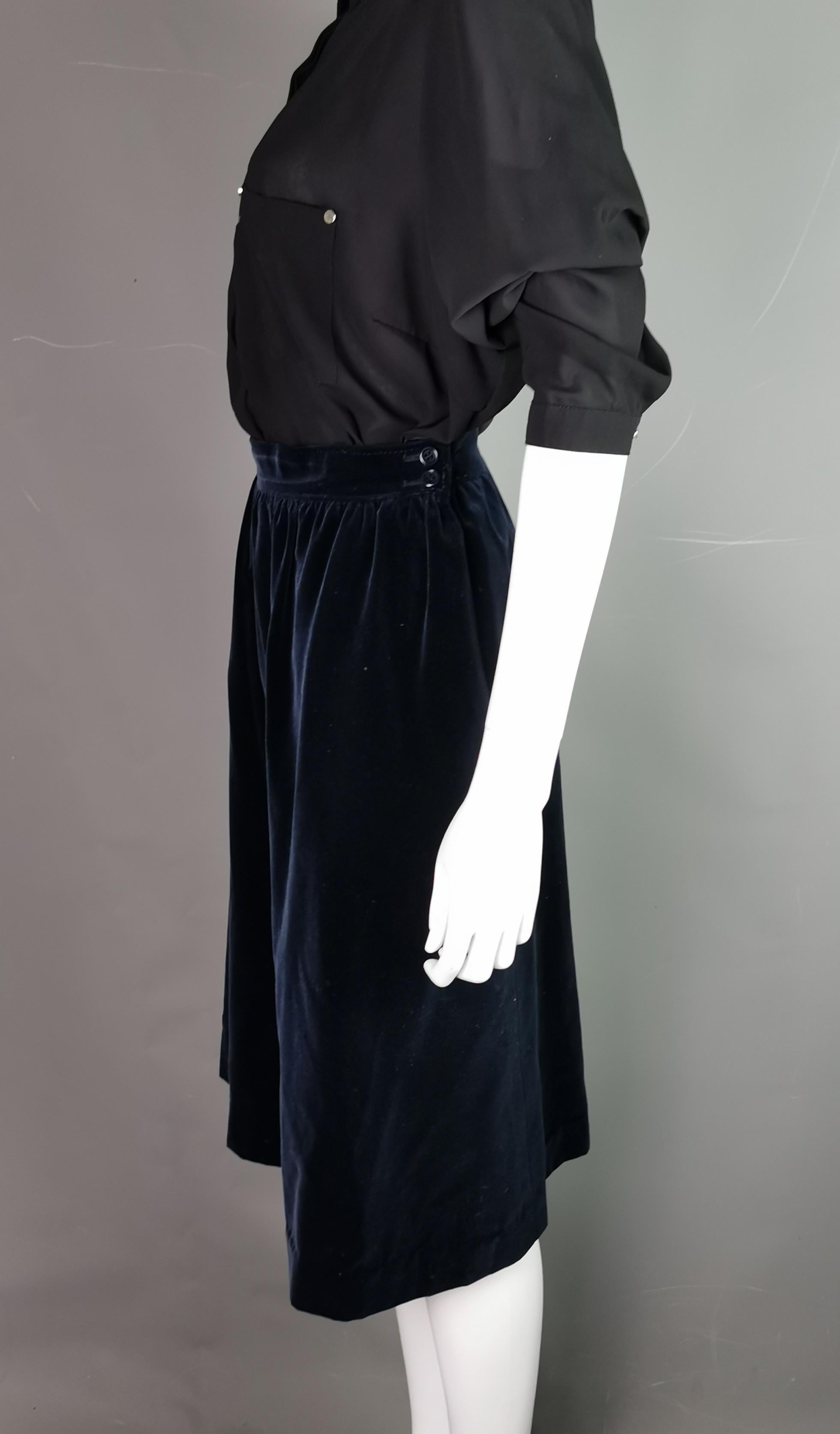Vintage YSL Rive Gauche navy blue velvet skirt  5