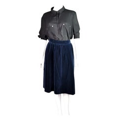 Vintage YSL Rive Gauche navy blue velvet skirt 