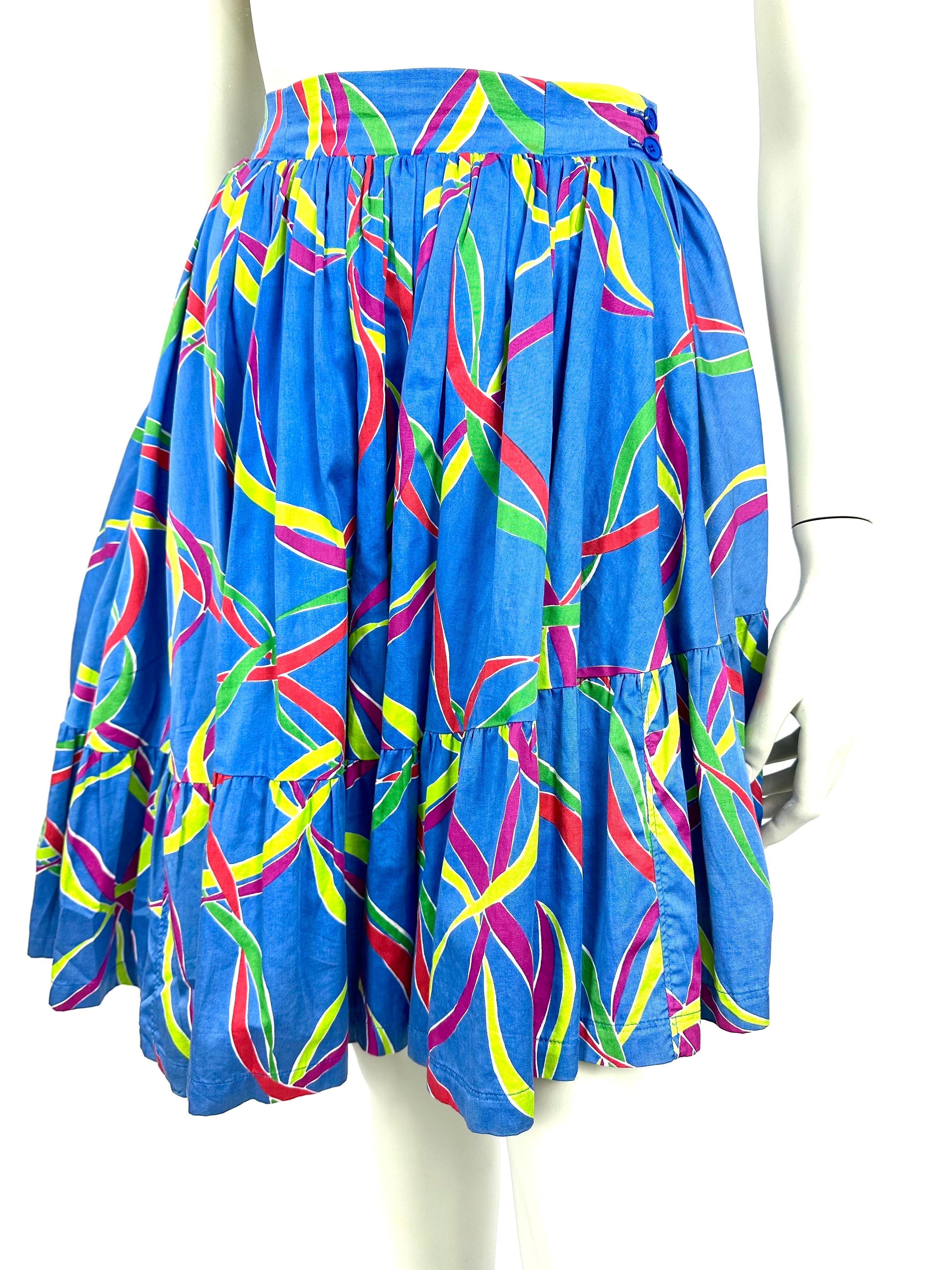 Blue Vintage Ysl skirt Asymmetrical. collection S/S 1991 For Sale