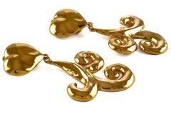 Vintage YSL Yves Saint Laurent Arabesque Heart Stylized Dangling Earrings
