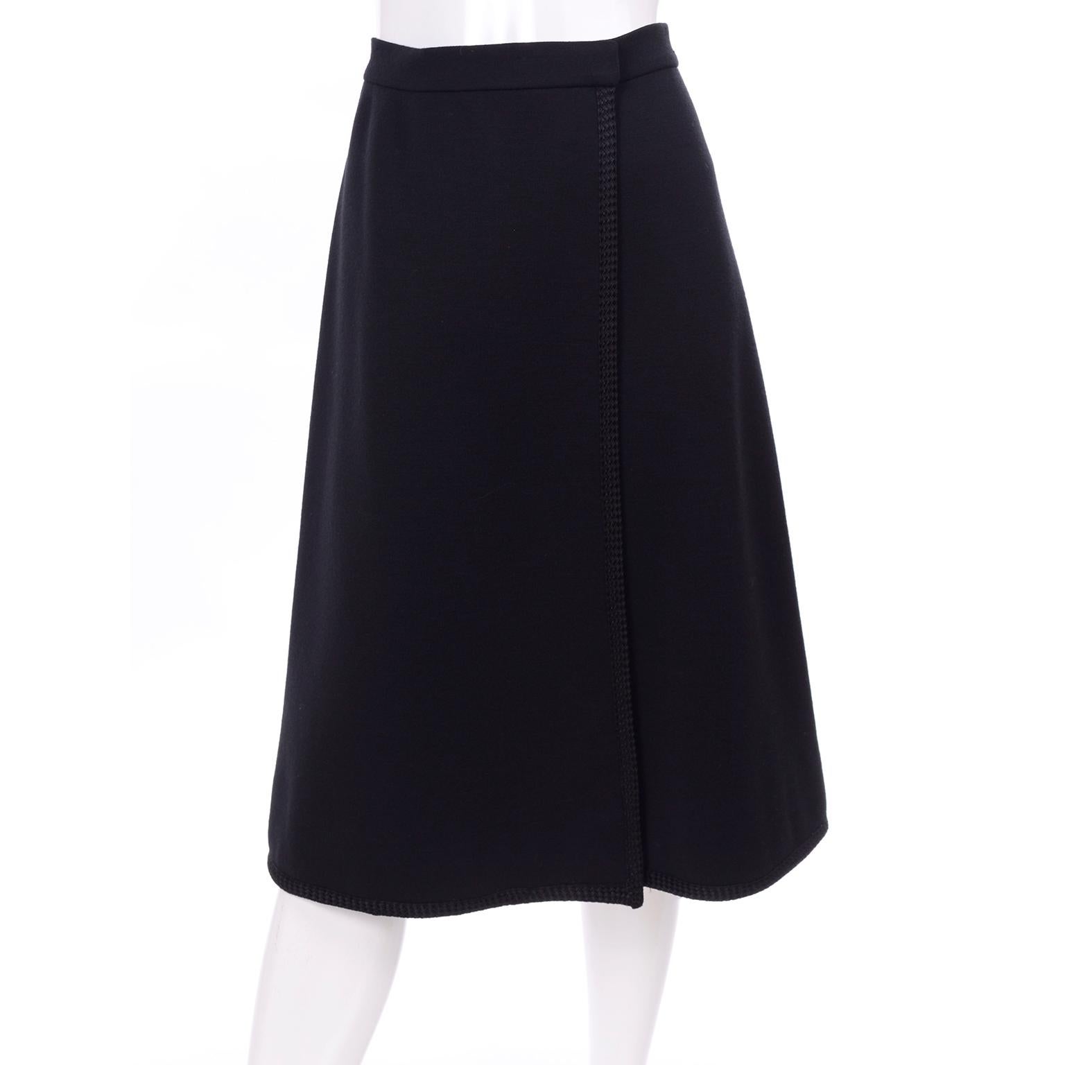 Vintage YSL Yves Saint Laurent Black Wool Skirt Suit w/ Boxy Jacket and ...