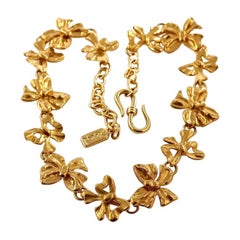 Vintage YSL Yves Saint Laurent Bow Ribbon Link Necklace