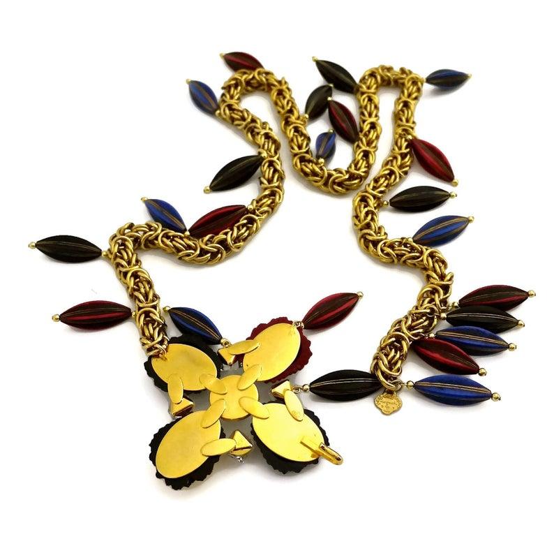 Women's Vintage YSL Yves Saint Laurent by Robert Goossens Flower Charm Necklace Belt For Sale