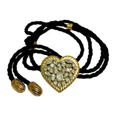Vintage YSL Yves Saint Laurent by Robert Goossens Heart Stone Cord Necklace Belt