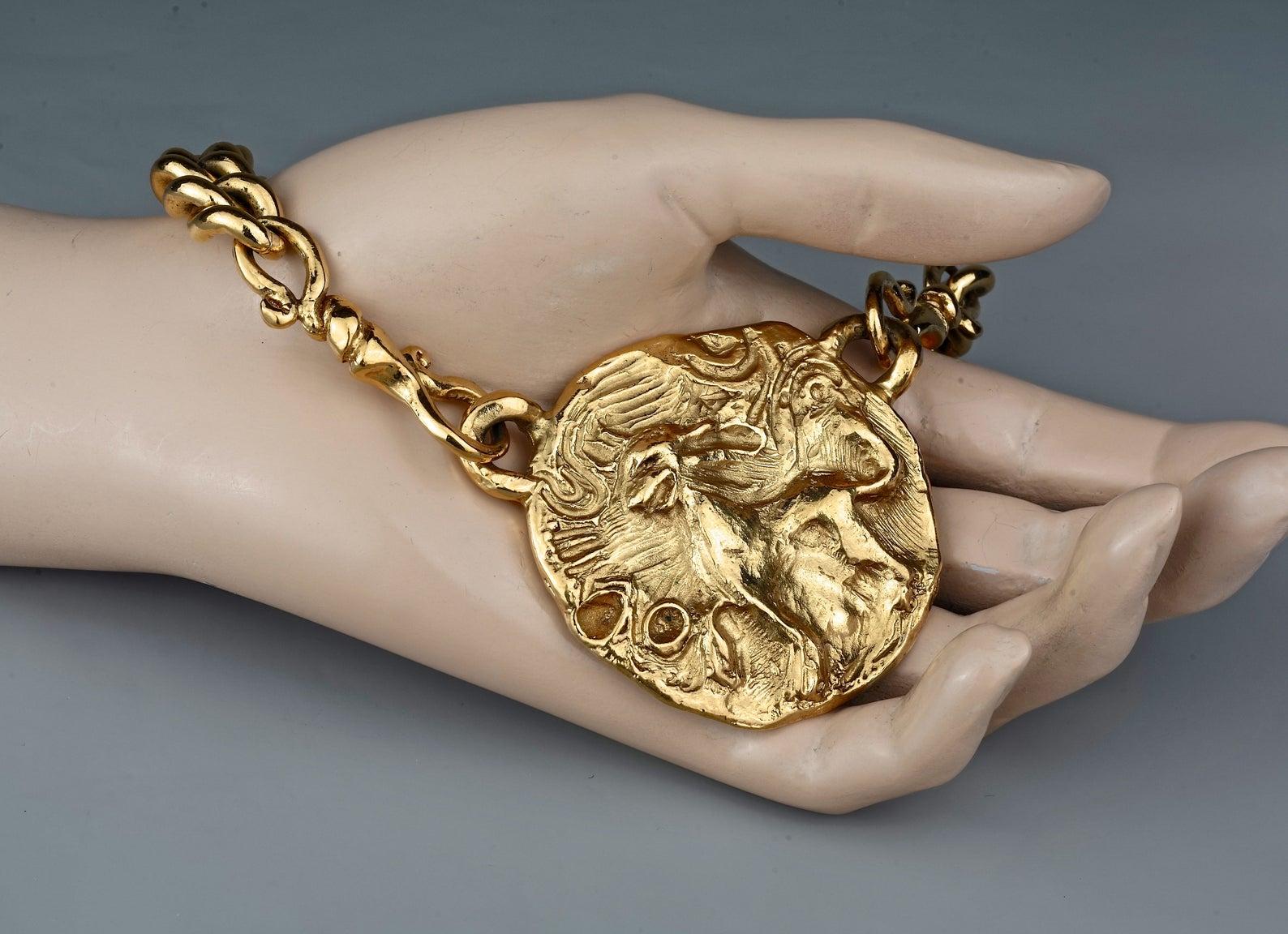 Women's Vintage YSL Yves Saint Laurent by Robert Goossens Lion Medallion Necklace For Sale