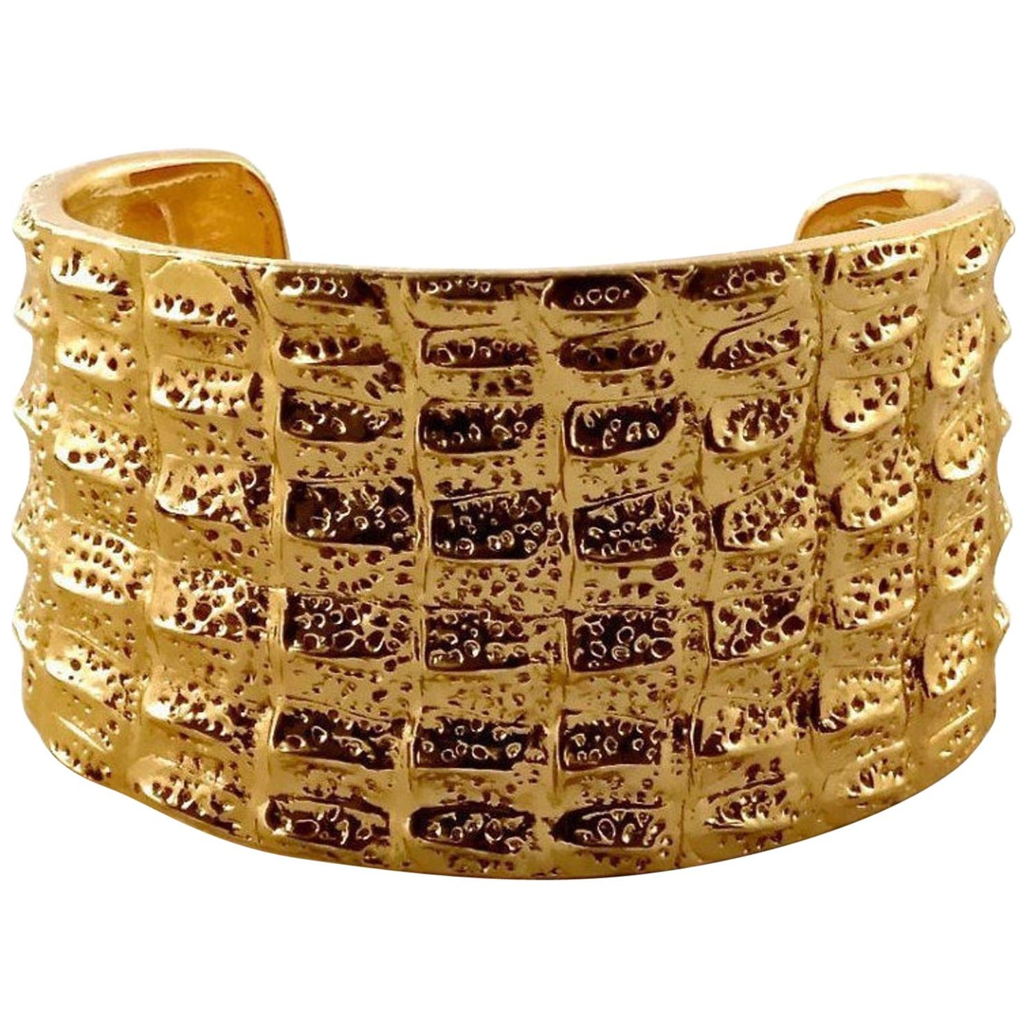 Vintage YSL Yves Saint Laurent Crocodile Pattern Bracelet Cuff For Sale at  1stDibs