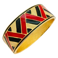 Bracelet jonc de défilé vintage YSL YVES SAINT LAURENT en émail doré