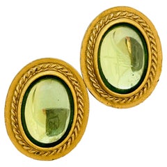 Vintage YSL YVES SAINT LAURENT or verre designer runway clip on earrings