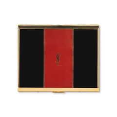 Vintage “YSL” Yves Saint Laurent Large Gold Plated Retro Cigarette Case Circa 70