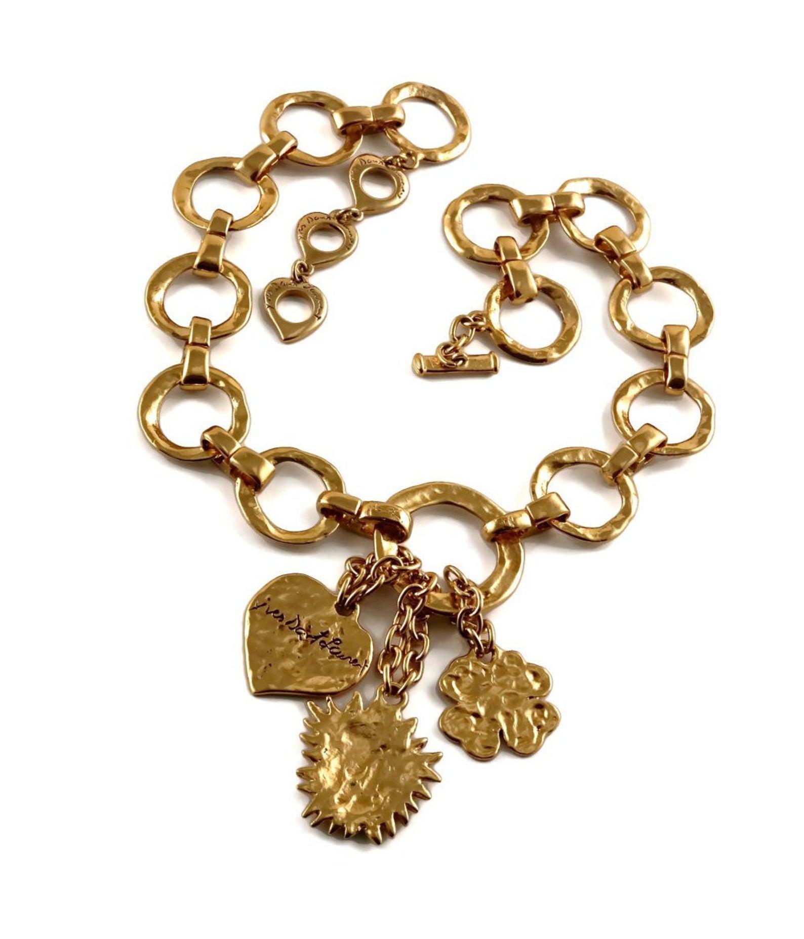 Vintage YSL Yves Saint Laurent Love by Robert Goossens Sun Clover Heart Charm Ne In Excellent Condition In Kingersheim, Alsace