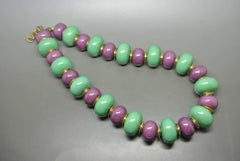 Vintage YSL Yves Saint Laurent lucite purple green beaded necklace