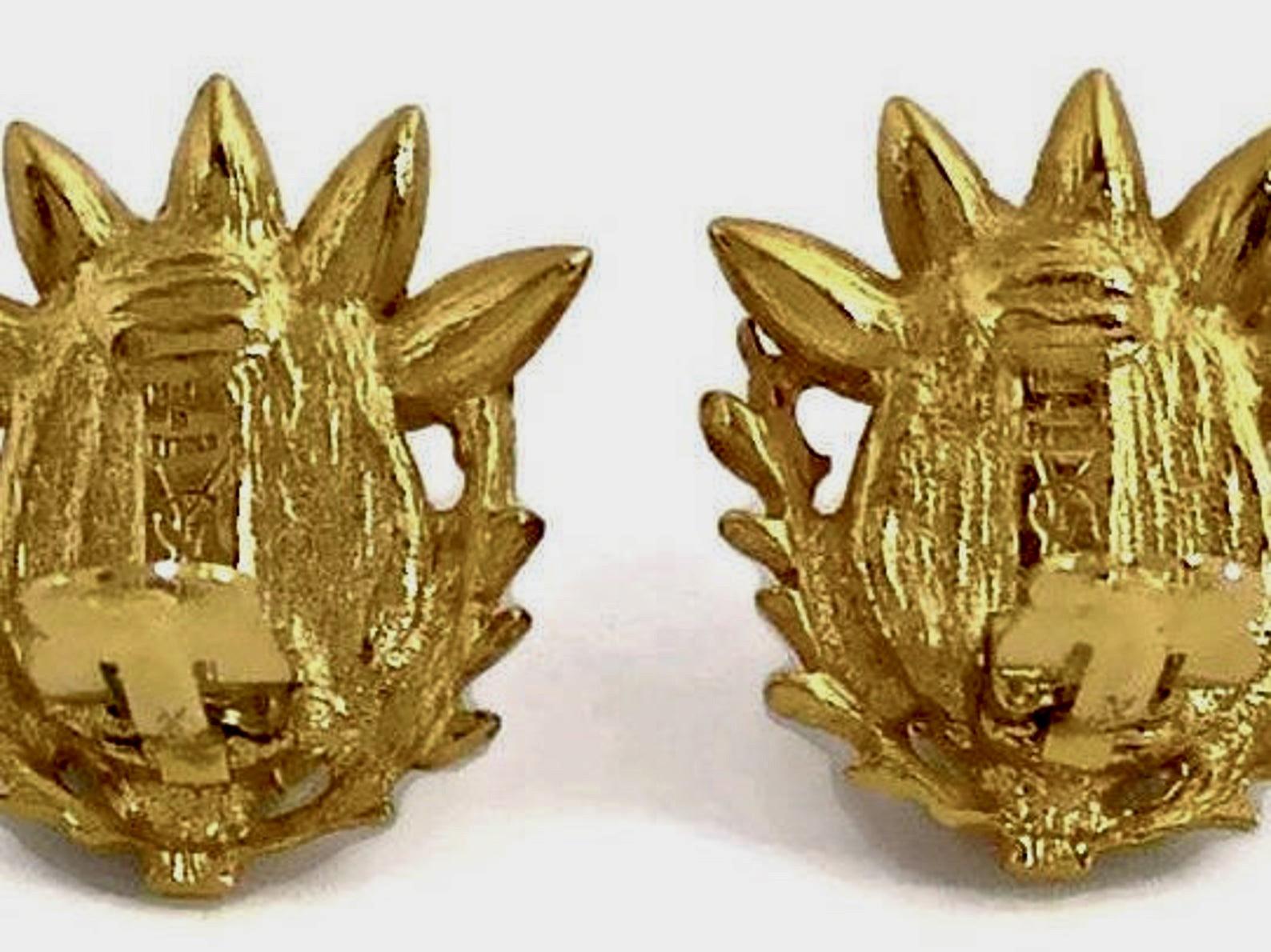 Vintage YSL Yves Saint Laurent Pineapple Lucite Resin Rhinestone Earrings 3