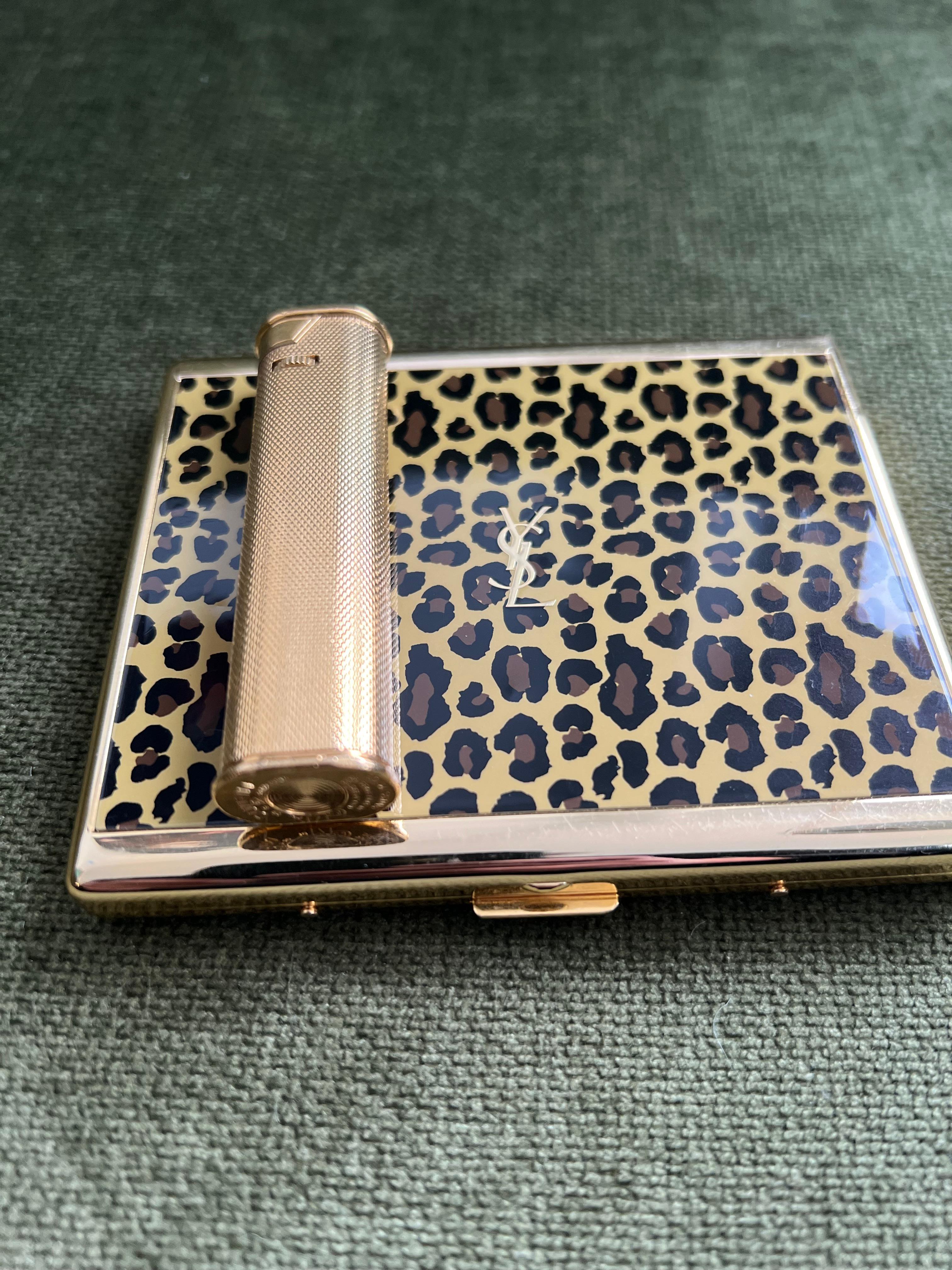 Vintage “YSL” Yves Saint Laurent Retro Cigarette Case & Dunhill Lighter Set In Excellent Condition In New York, NY