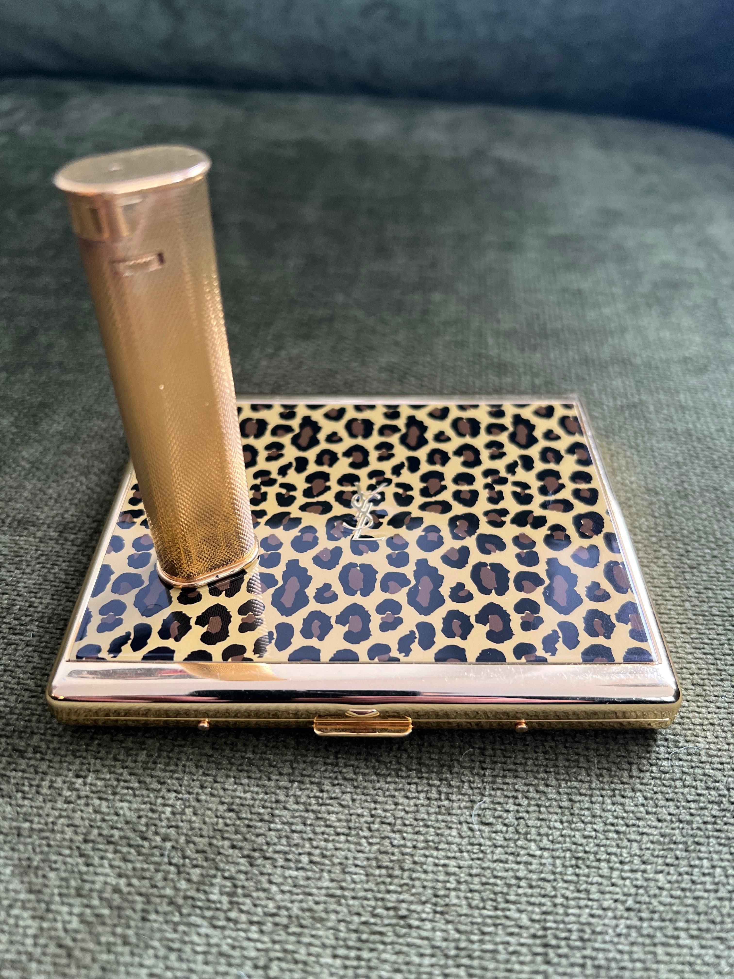 Women's or Men's Vintage “YSL” Yves Saint Laurent Retro Cigarette Case & Dunhill Lighter Set