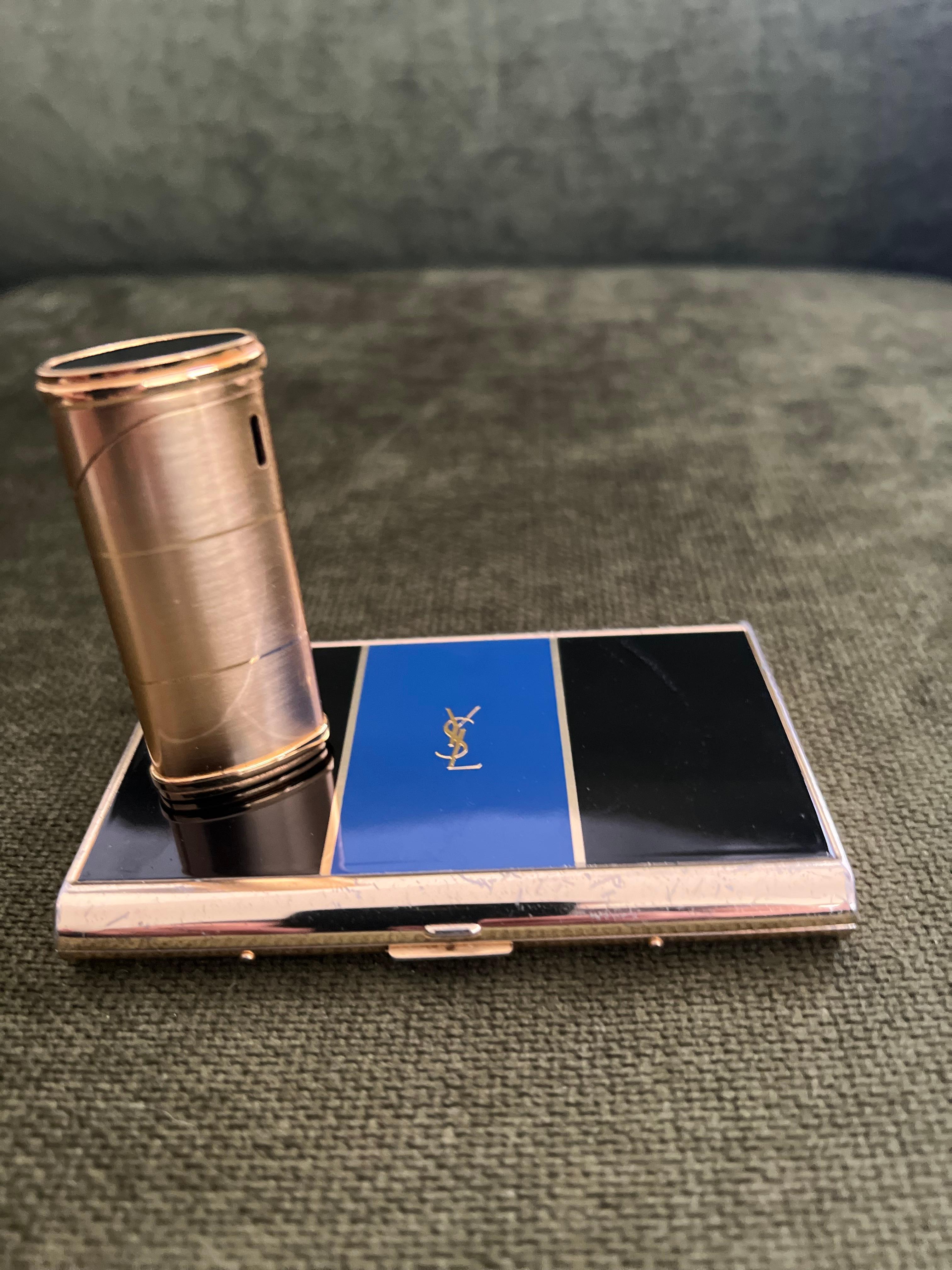 Vintage “YSL” Yves Saint Laurent Retro Cigarette Case & Lighter Set  “Circa 1980 11