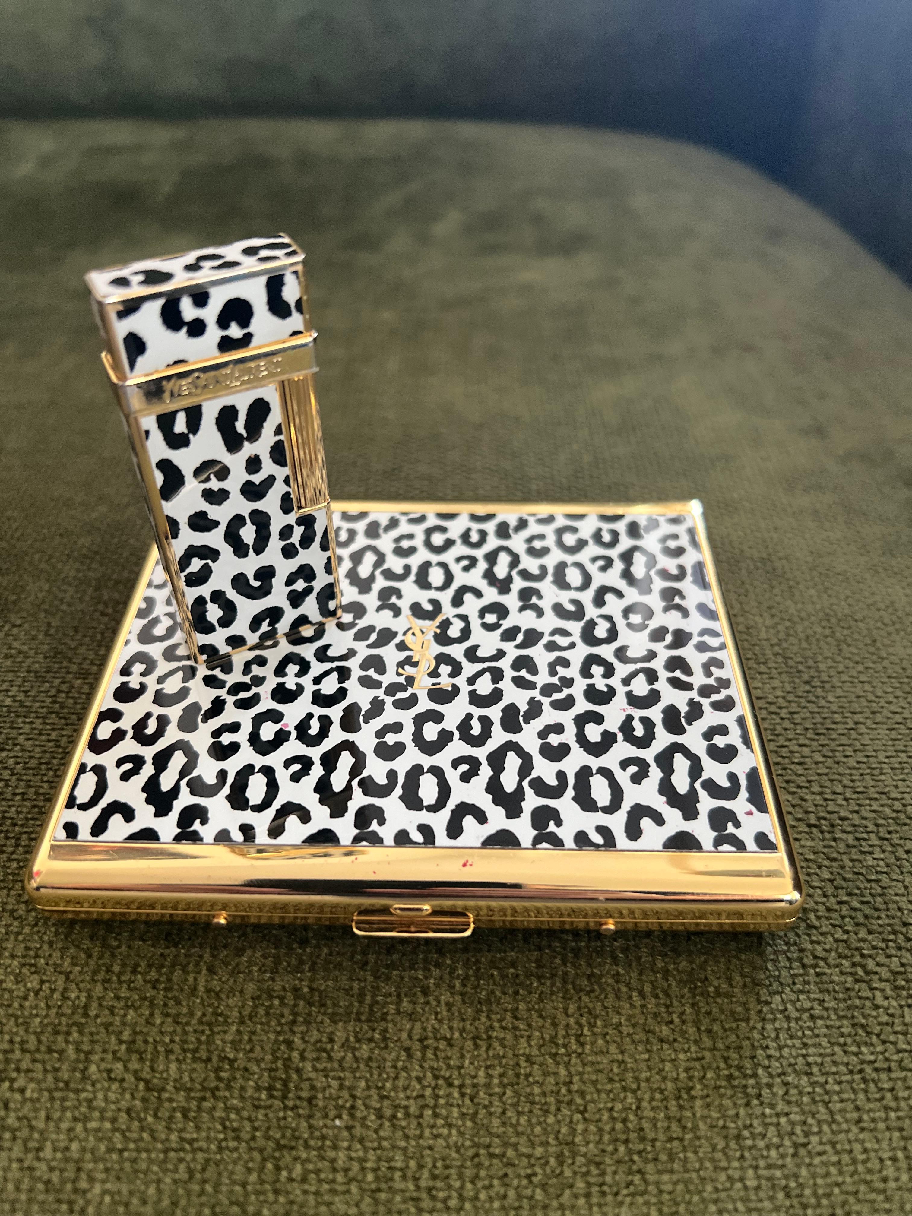 Vintage “YSL” Yves Saint Laurent Retro Cigarette Case & Lighter Set  “Circa 1980 In Excellent Condition In New York, NY