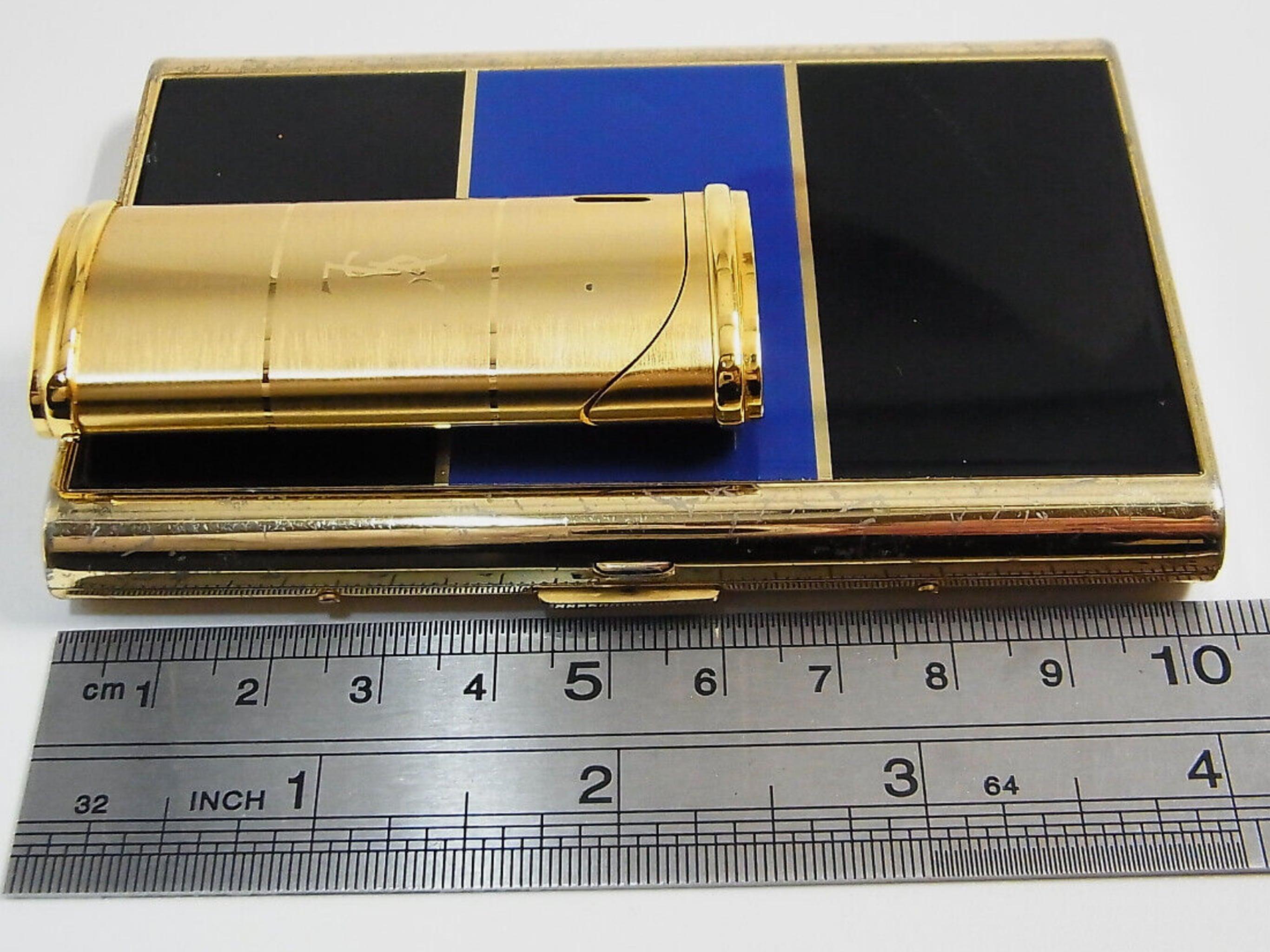 Vintage “YSL” Yves Saint Laurent Retro Cigarette Case & Lighter Set  “Circa 1980 In Good Condition In New York, NY