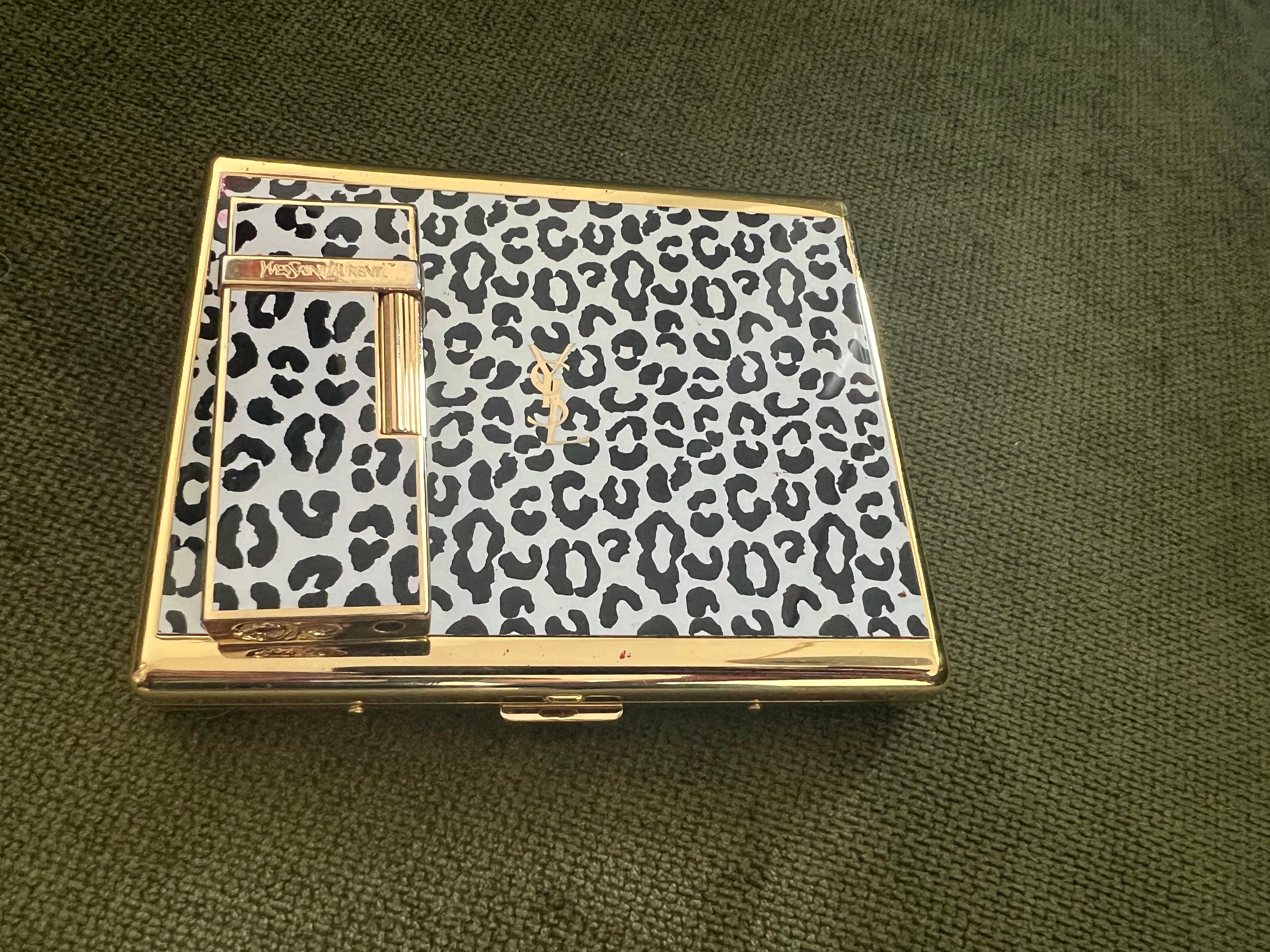 Vintage “YSL” Yves Saint Laurent Retro Cigarette Case & Lighter Set  “Circa 1980 2