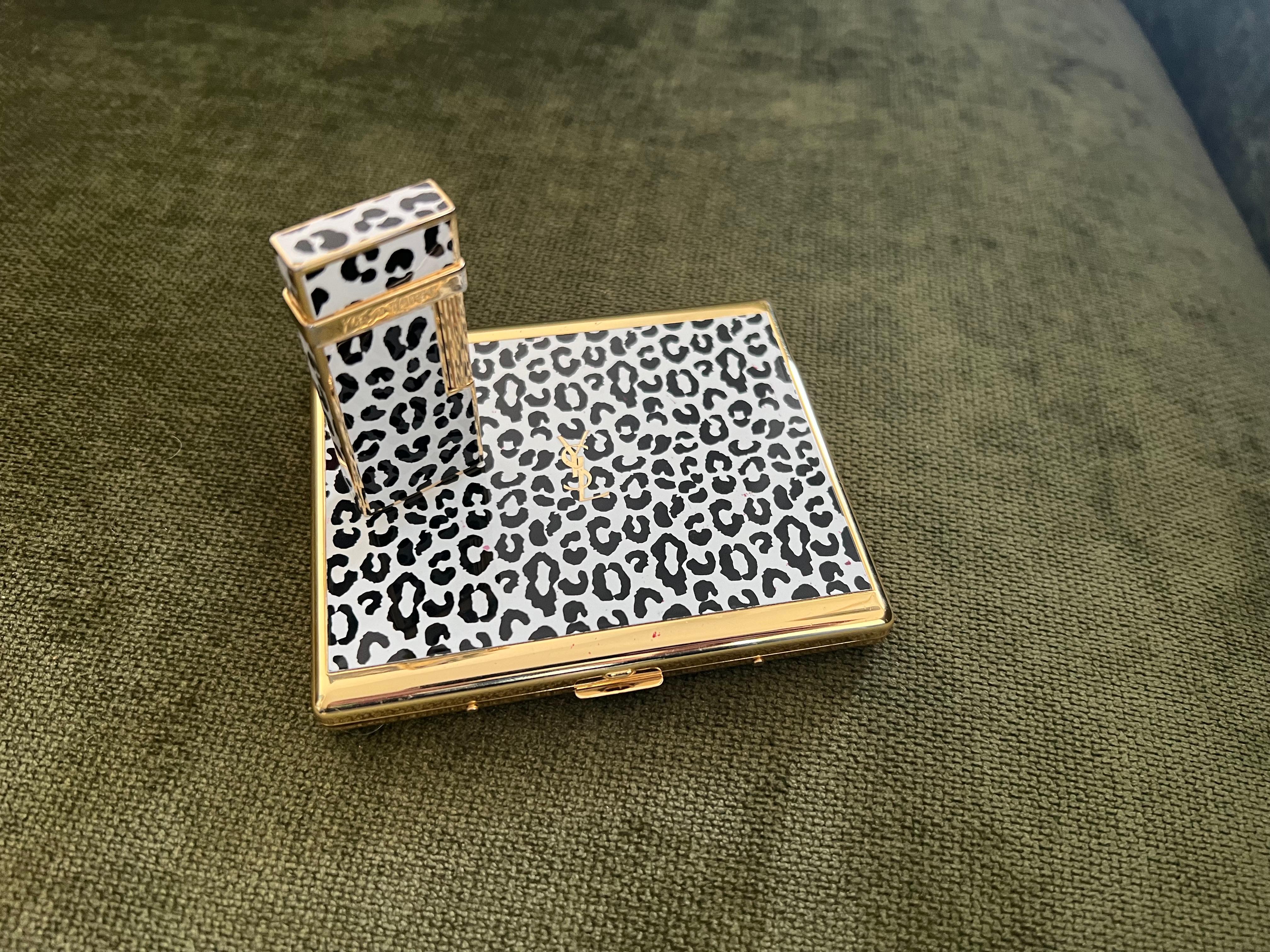 Vintage “YSL” Yves Saint Laurent Retro Cigarette Case & Lighter Set  “Circa 1980 3