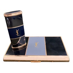 Vintage YSL Yves Saint Laurent Retro Zigarettenetui & Feuerzeug Set CIRCA 1980