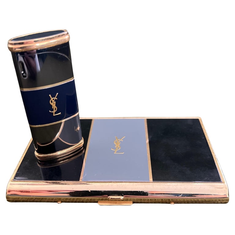 vintage designer cigarette case Vintage “YSL” Yves Saint Laurent Retro Cigarette Case and Lighter Set  “Circa 1980” at 1stDibs