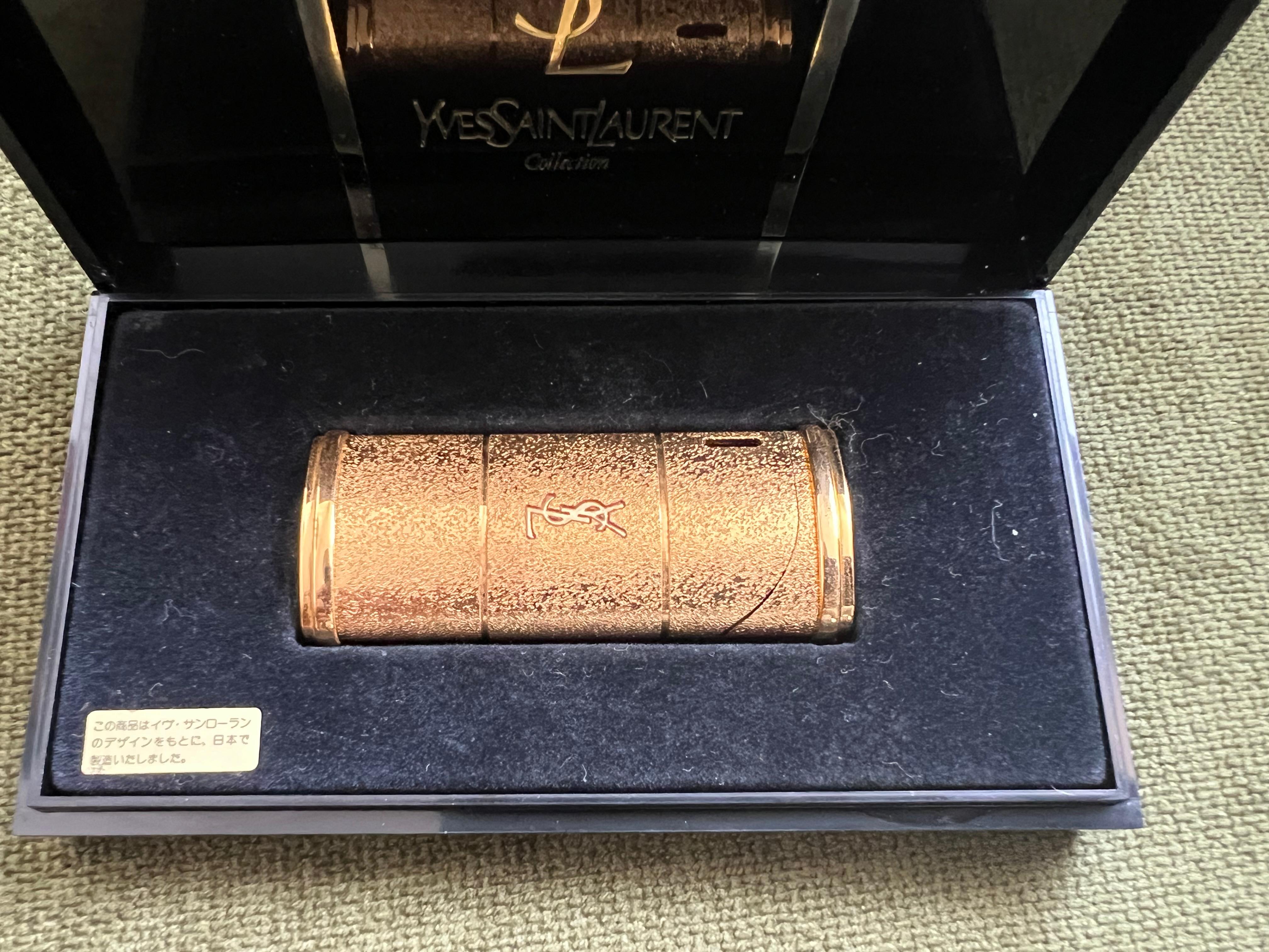 Vintage “YSL” Yves Saint Laurent Retro Cigarette Gold Tone Lighter, Circa 1980s For Sale 5