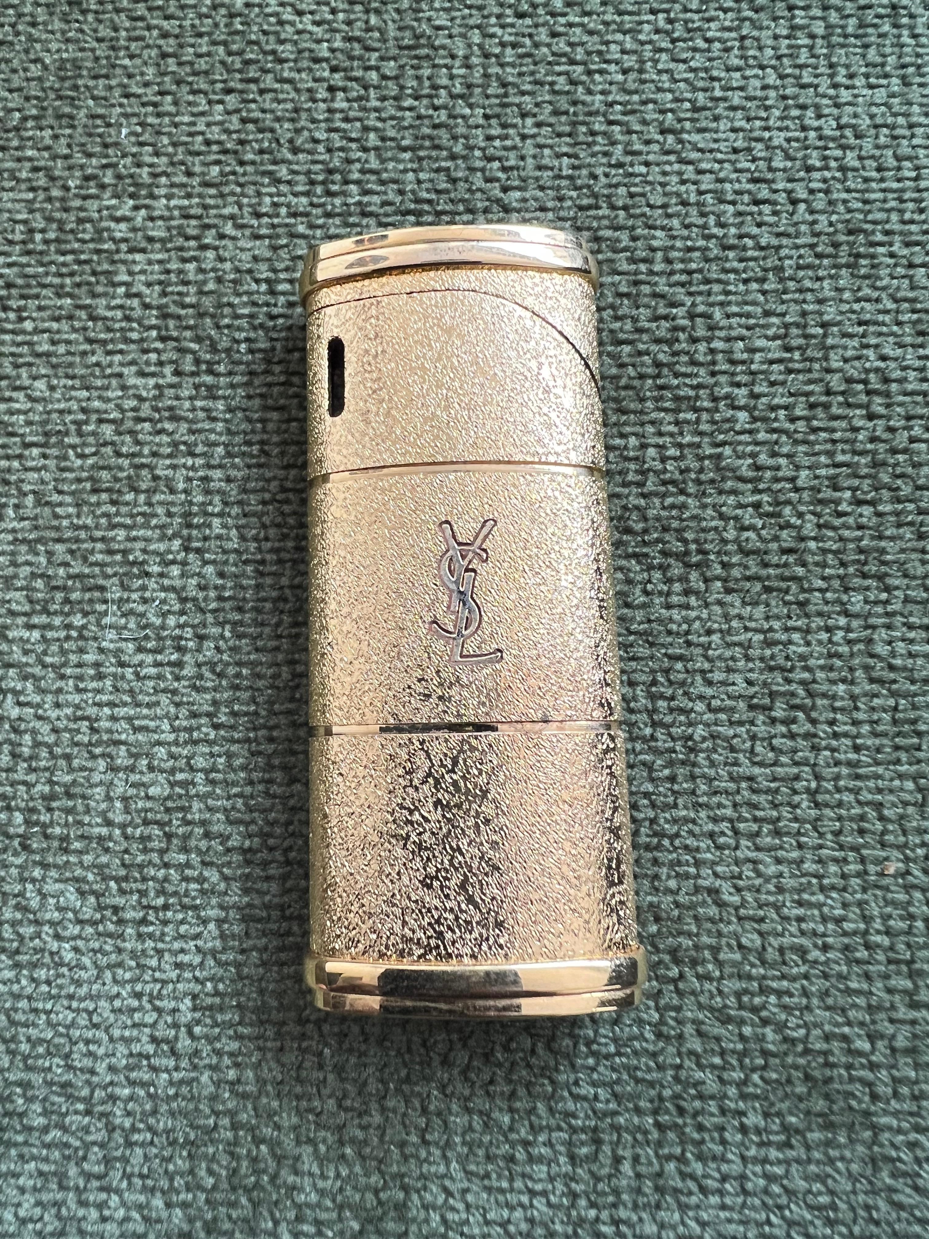 Vintage “YSL” Yves Saint Laurent Retro Cigarette Gold Tone Lighter, Circa 1980s For Sale 6