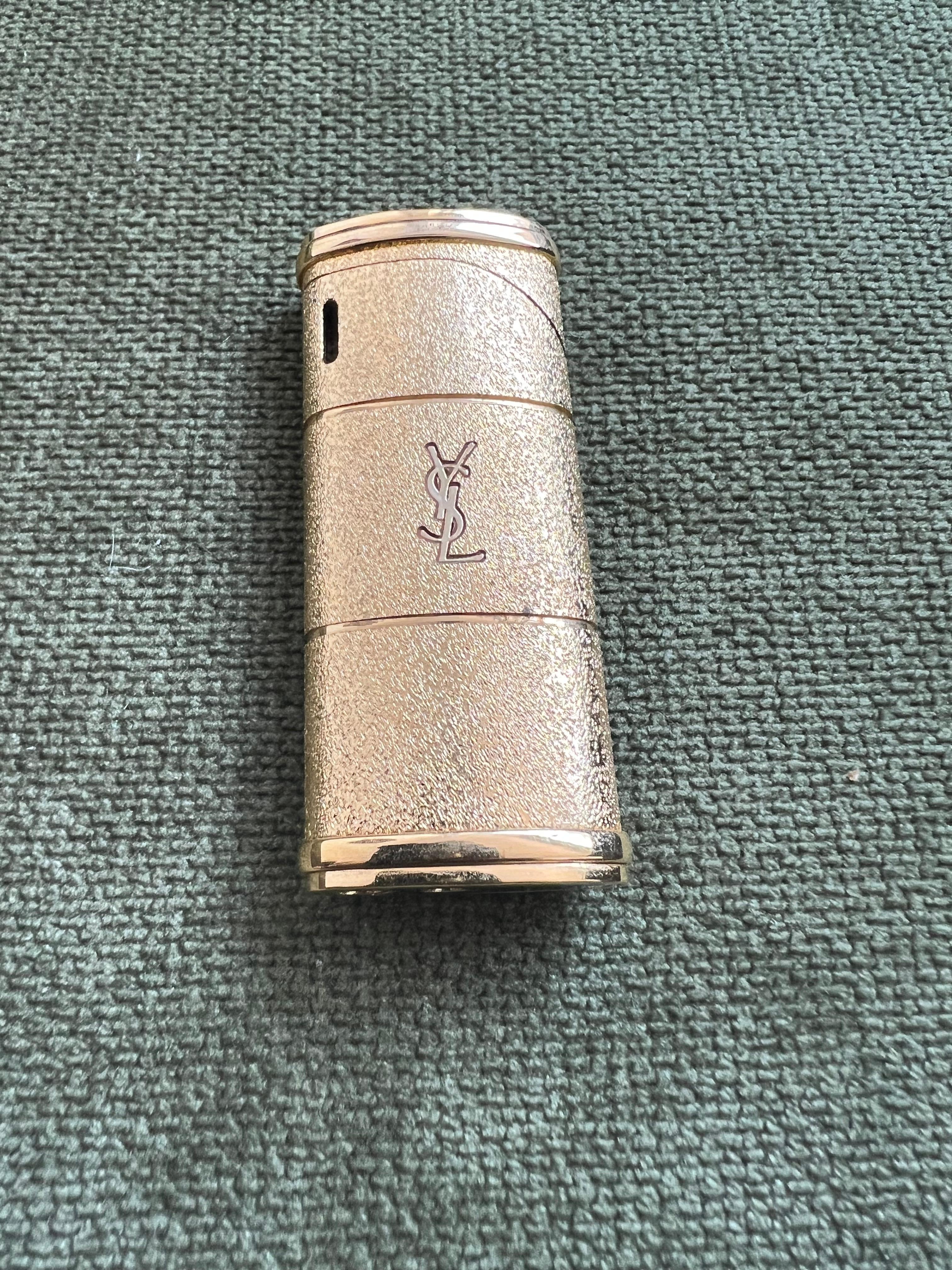 Vintage “YSL” Yves Saint Laurent Retro Cigarette Gold Tone Lighter, Circa 1980s For Sale 7