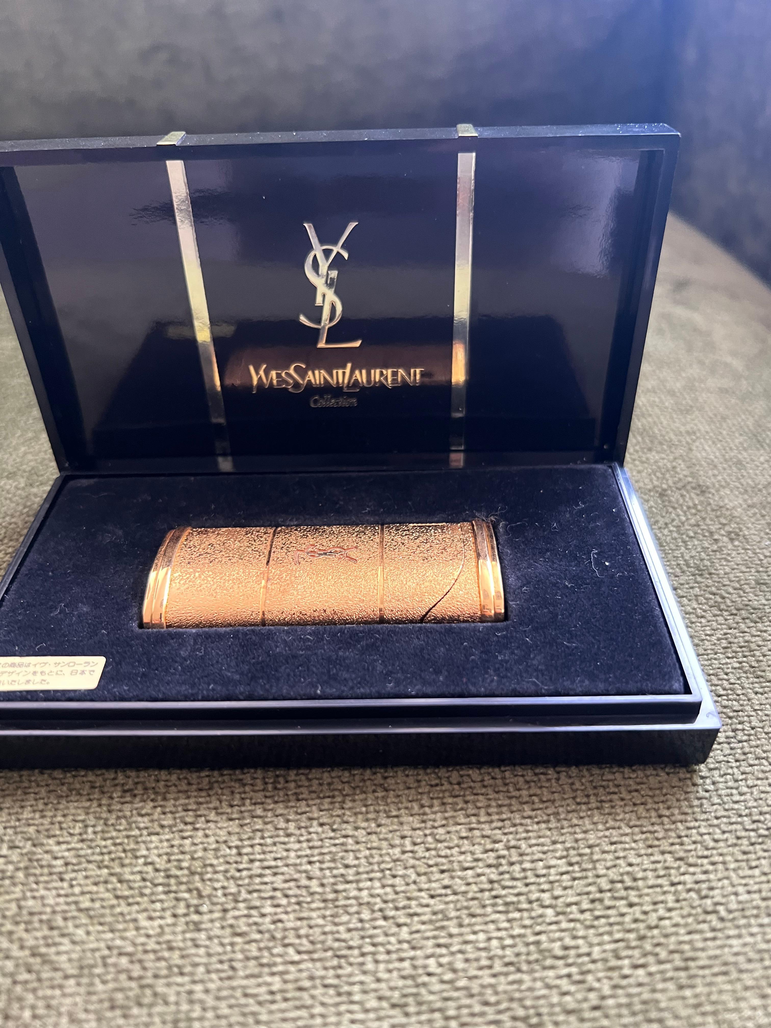Art Deco Vintage “YSL” Yves Saint Laurent Retro Cigarette Gold Tone Lighter, Circa 1980s For Sale