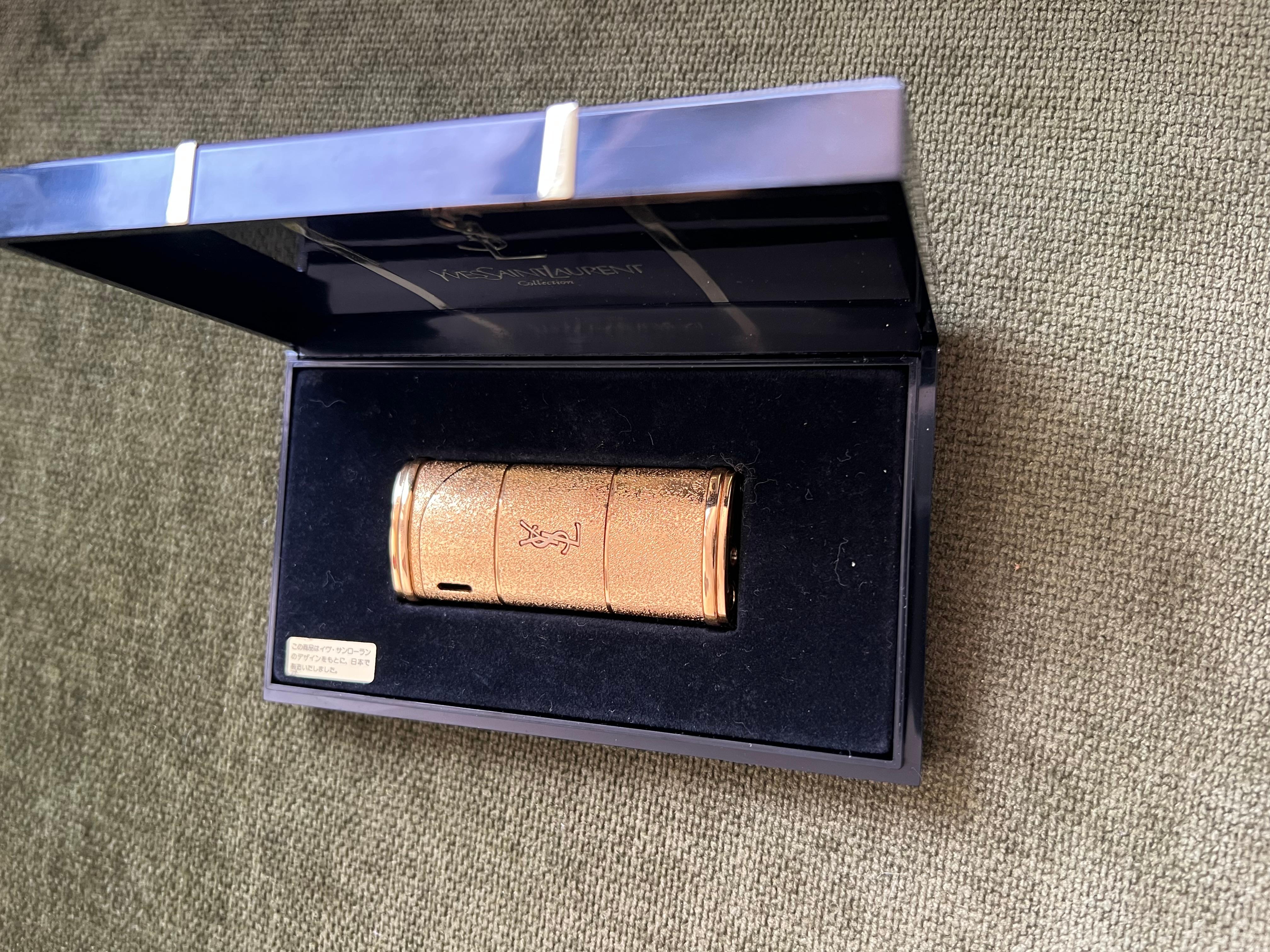Women's or Men's Vintage “YSL” Yves Saint Laurent Retro Cigarette Gold Tone Lighter, Circa 1980s For Sale