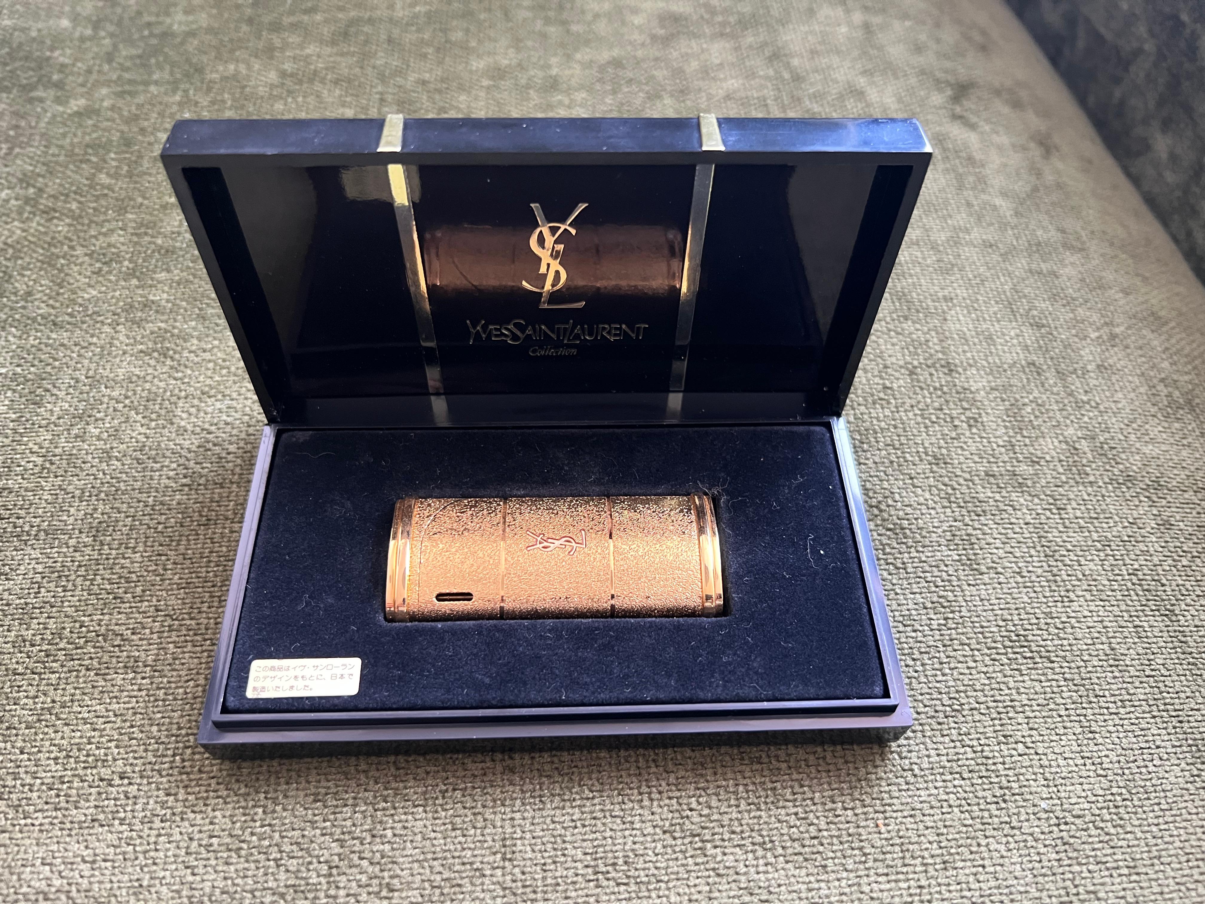 Vintage “YSL” Yves Saint Laurent Retro Cigarette Gold Tone Lighter, Circa 1980s For Sale 1