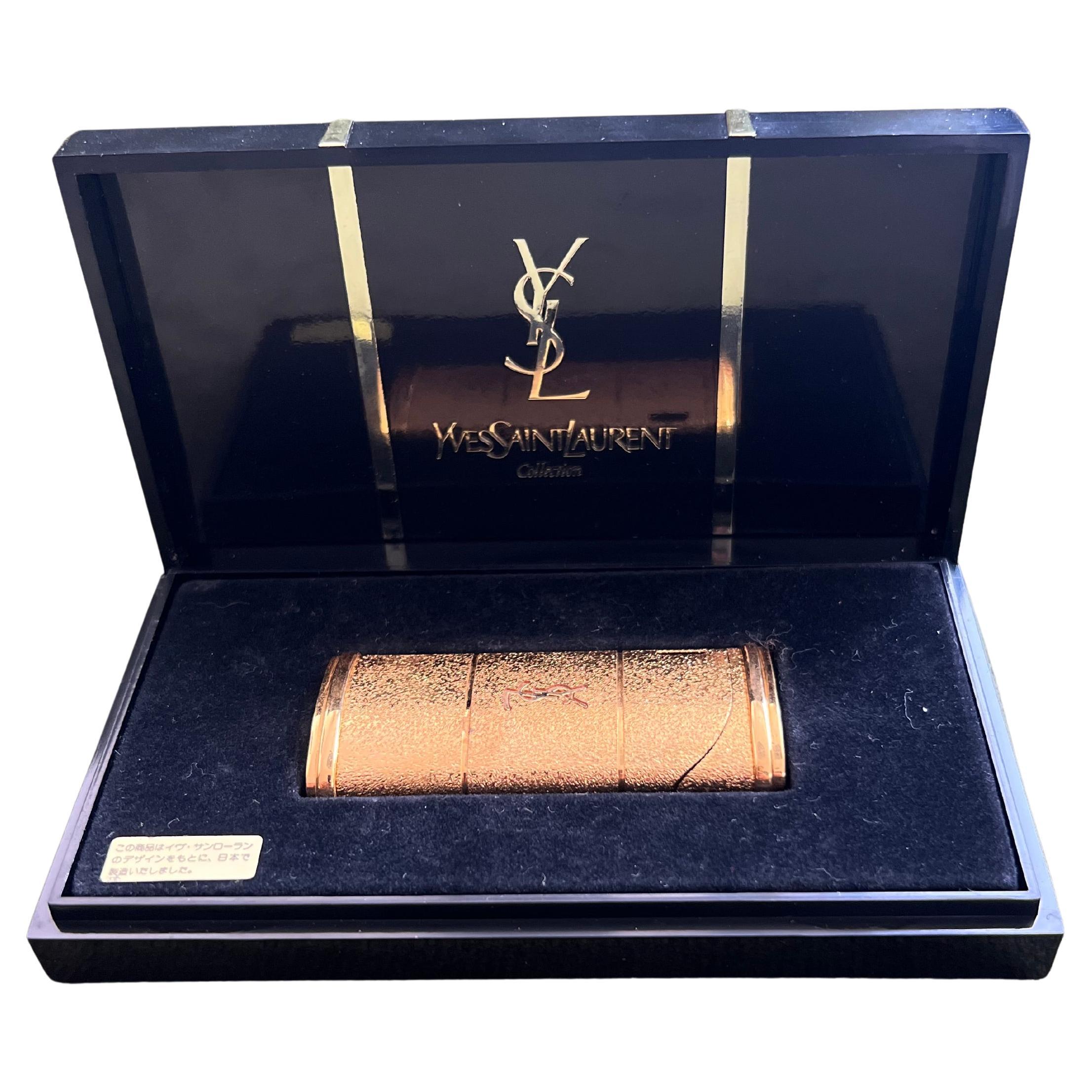 Vintage “YSL” Yves Saint Laurent Retro Cigarette Gold Tone Lighter, Circa 1980s For Sale