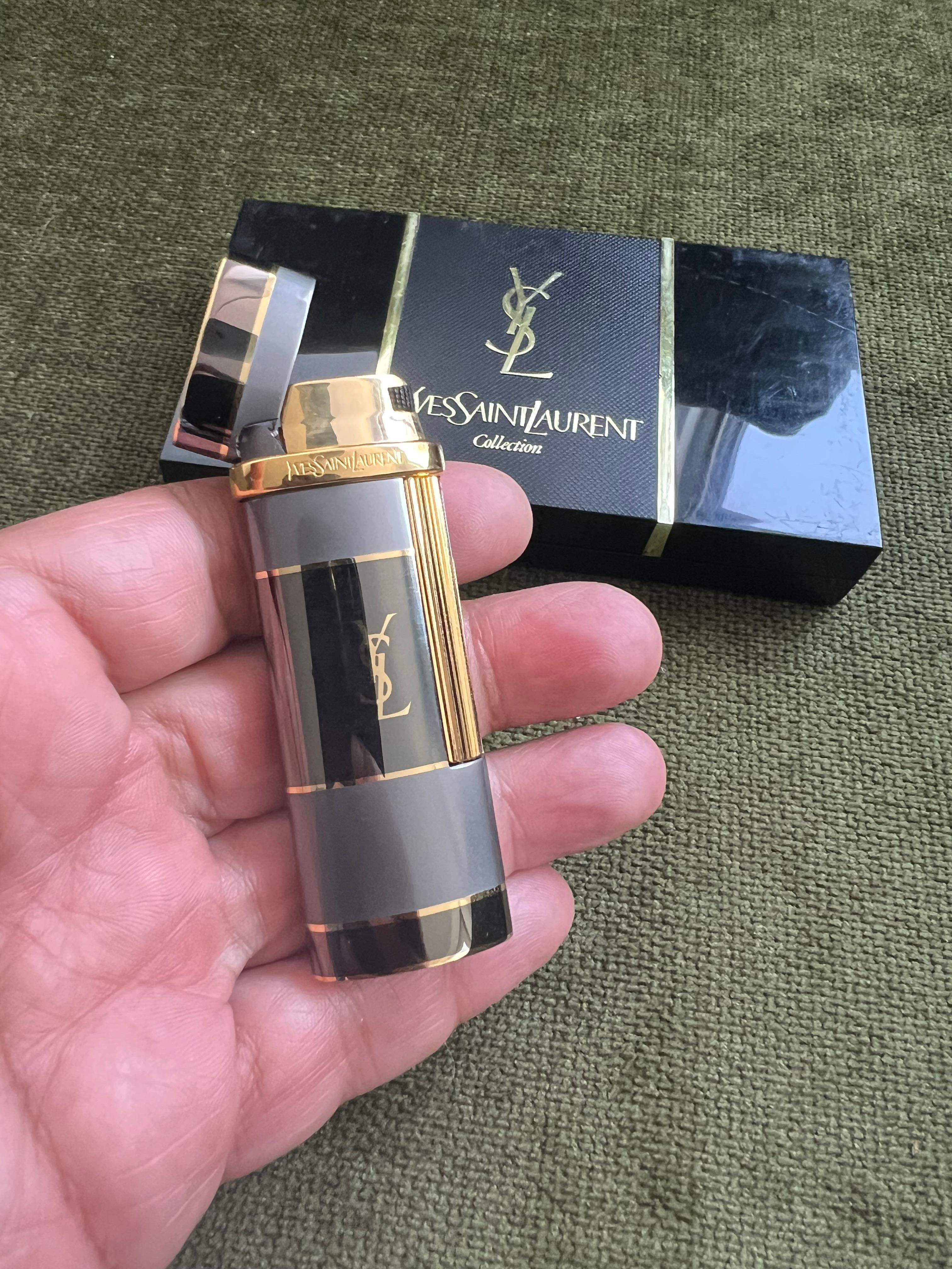 Vintage “YSL” Yves Saint Laurent Retro Cigarette Lighter, Circa 1980s Original C For Sale 3