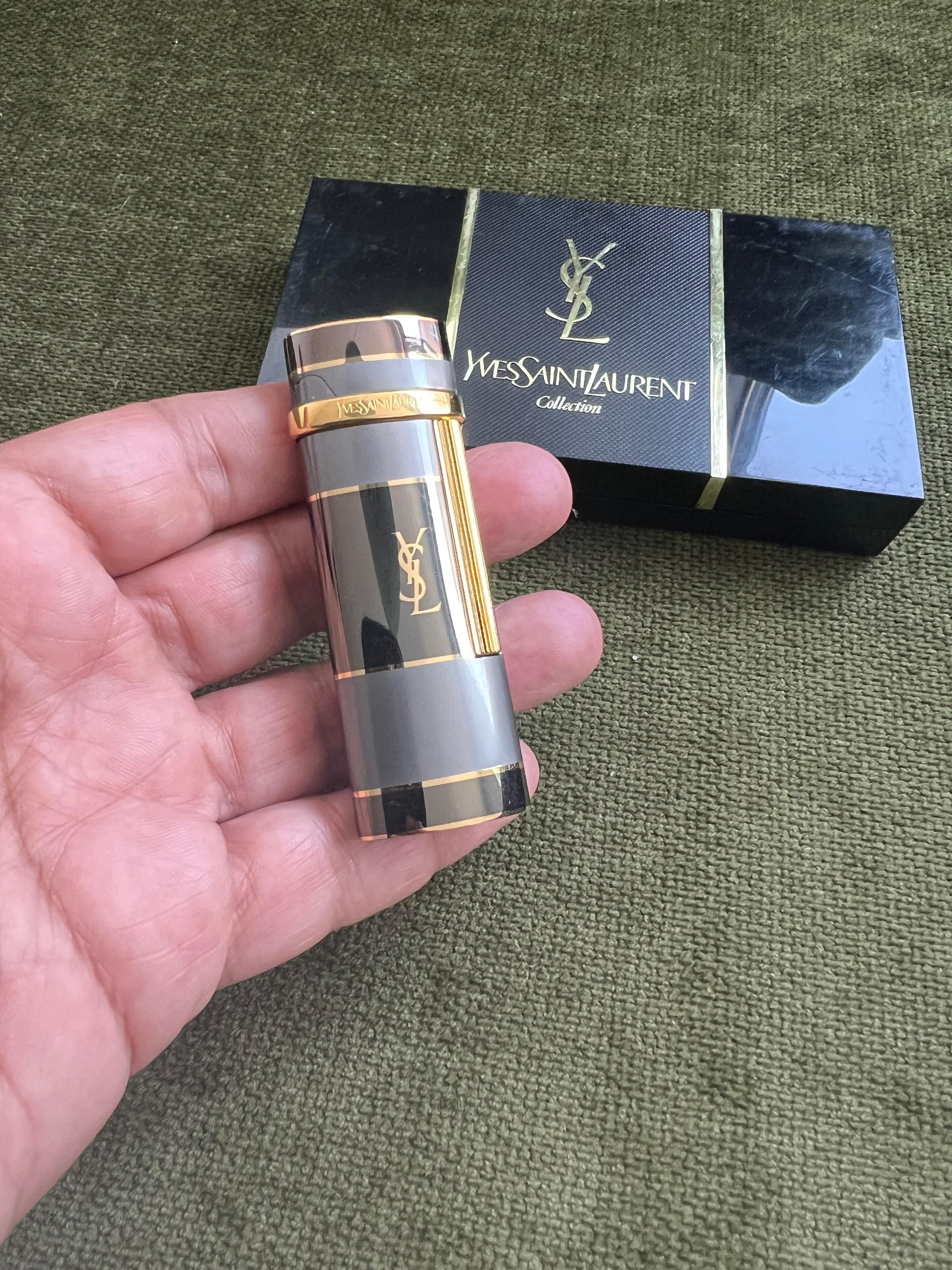 Vintage “YSL” Yves Saint Laurent Retro Cigarette Lighter, Circa 1980s Original C For Sale 4