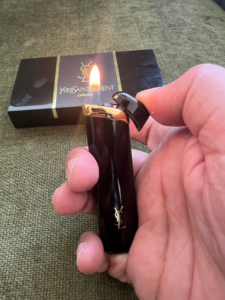 ysl cigarette lighter Vintage “YSL” Yves Saint Laurent Retro Lacquer & Gold Lighter, Circa 1980s