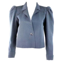 Retro YSL Yves Saint Laurent Rive Gauche Navy Blazer Tuxedo Jacket Size 38