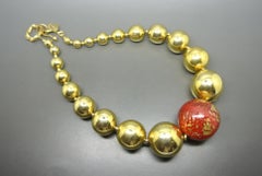 Vintage YSL Yves Saint Laurent Rive Gauche  Red beaded necklace