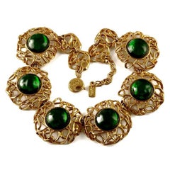 Vintage YSL Yves Saint Laurent Robert Goossens Emerald Cage Necklace